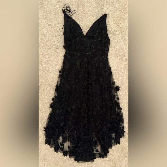 NEW Anthropologie HELSI Ella 3d Floral High-Low Black Gown Sz S - Picture 4 of 5